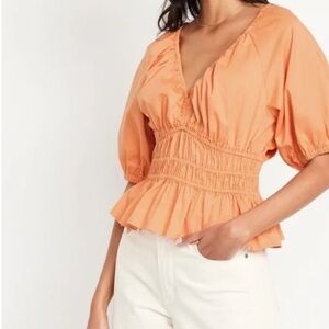 Old Navy Orange Puff Sleeve Blouse